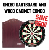 One80 Topscore Dartboard and Wood Cabinet Combo - Rosewood
